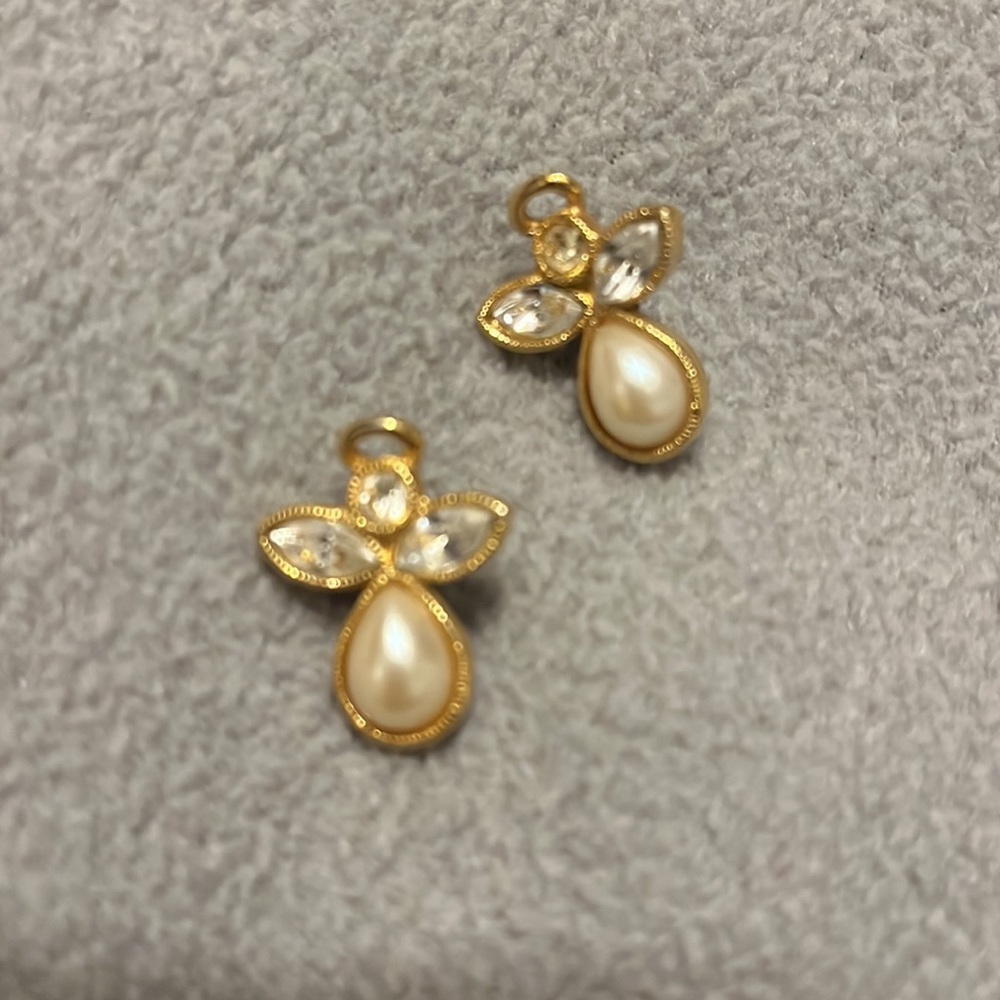 Pearl and Crystal angel post earrings